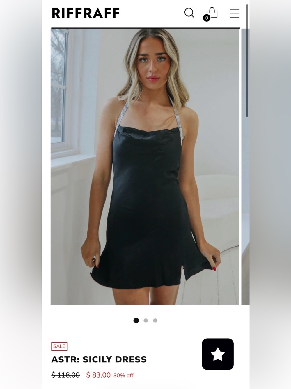 ASTR Sicily Black Rhinestone Halter Mini Dress